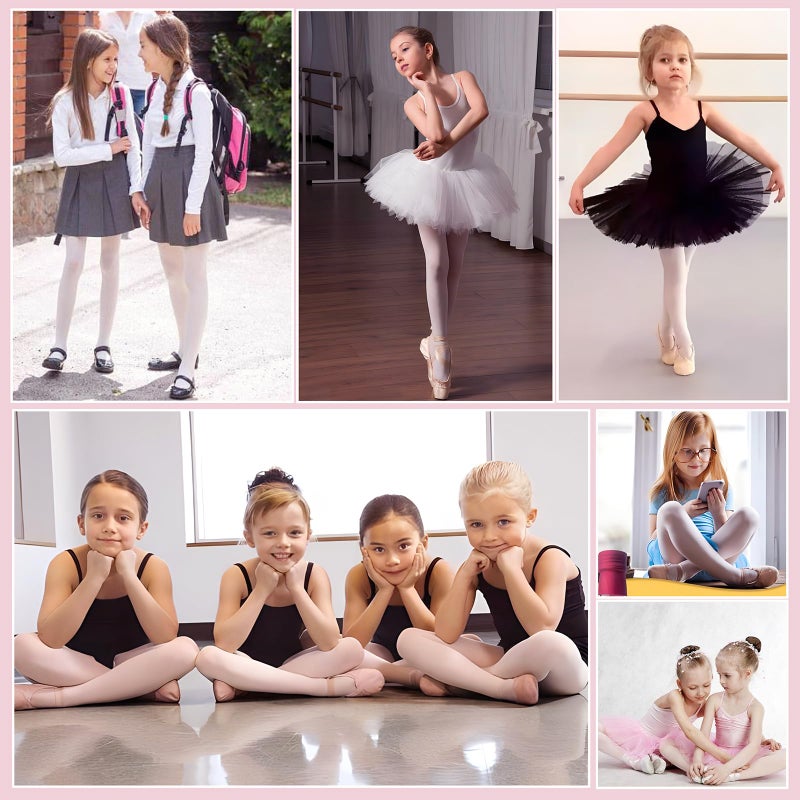 PAPPNTI Girls' Ultra Soft Pro Dance Tights Ballet Transition Daily Student Tights (Toddler/Little Kid/Big Kid) Ballet Pink 2 Pairs M(5-7 Years) - Image 5